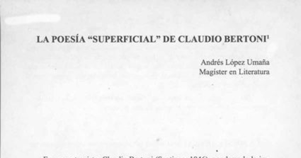 La poesía "superficial" de Claudio Bertoni