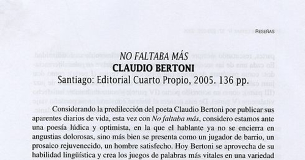 No faltaba más: Claudio Bertoni