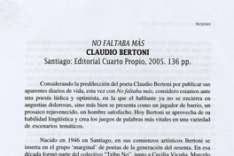 No faltaba más: Claudio Bertoni