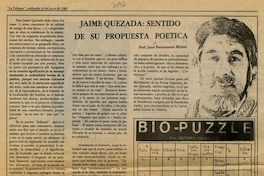 Jaime Quezada, sentido de su propuesta poética