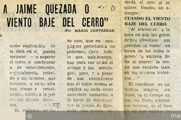 En torno a Jaime Quezada o "Cuando el viento baje del cerro"