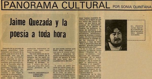 Jaime Quezada y la poesía a toda hora