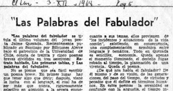 Las palabras del fabulador