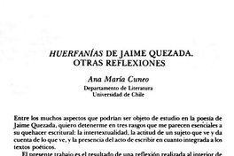 "Huerfanías" de Jaime Quezada, otras reflexiones