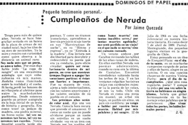 Cumpleaños de Neruda: pequeño testimonio personal