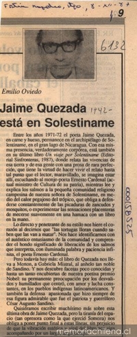 Jaime Quezada está en Solentiname