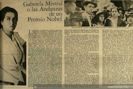 Gabriela Mistral o las andanzas de un Premio Nobel