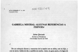 Gabriela Mistral: algunas referencias a Ternura