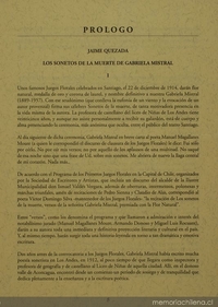 Prólogo: Los sonetos de la muerte de Gabriela Mistral