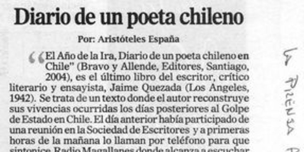 Diario de un poeta chileno