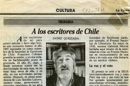 A los escritores de Chile