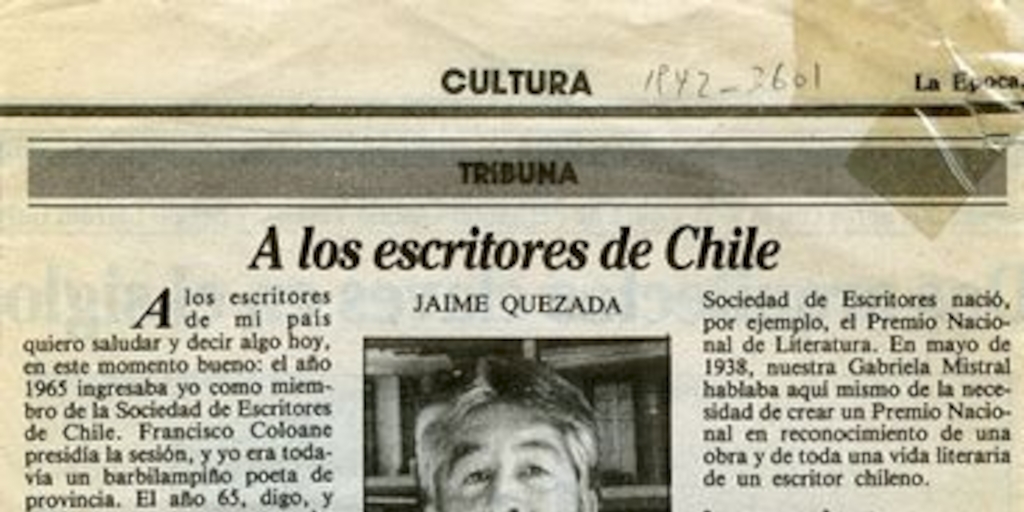 A los escritores de Chile