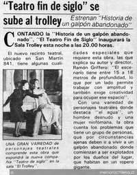 Teatro fin de siglo se sube al trolley