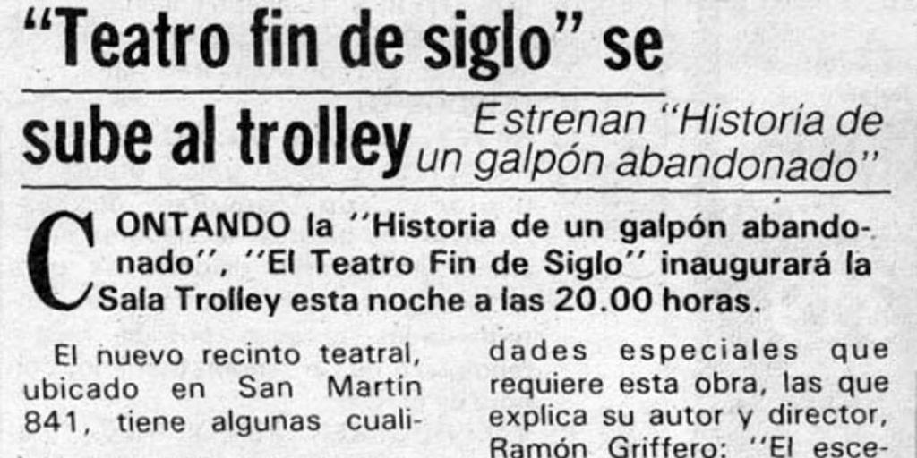 Teatro fin de siglo se sube al trolley