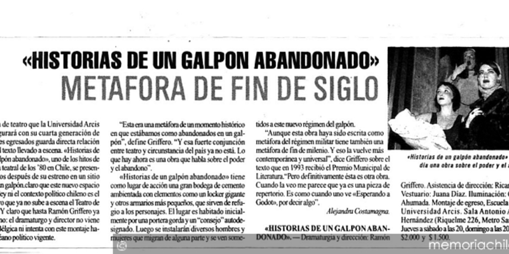 "Historias de un galpón abandonado" metáfora de fin de siglo