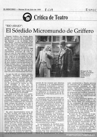 "Río abajo", el sórdido micromundo de Griffero