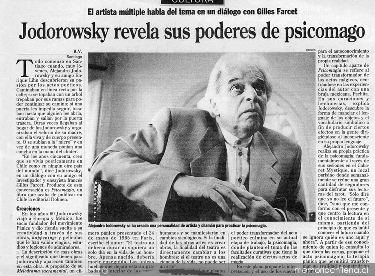 Jodorowsky revela sus poderes de psicomago