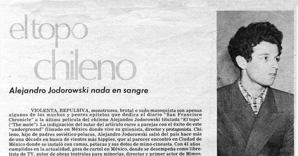 El Topo chileno: Alejandro Jodorowsky nada en sangre