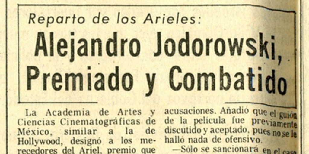 Alejandro Jodorowski, premiado y combatido