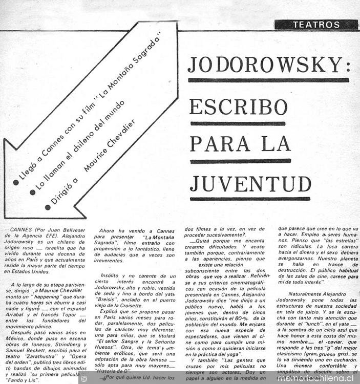 Jodorowsky: "escribo para la juventud"