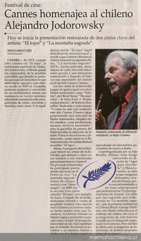 Cannes homenajea al chileno Alejandro Jodorowsky