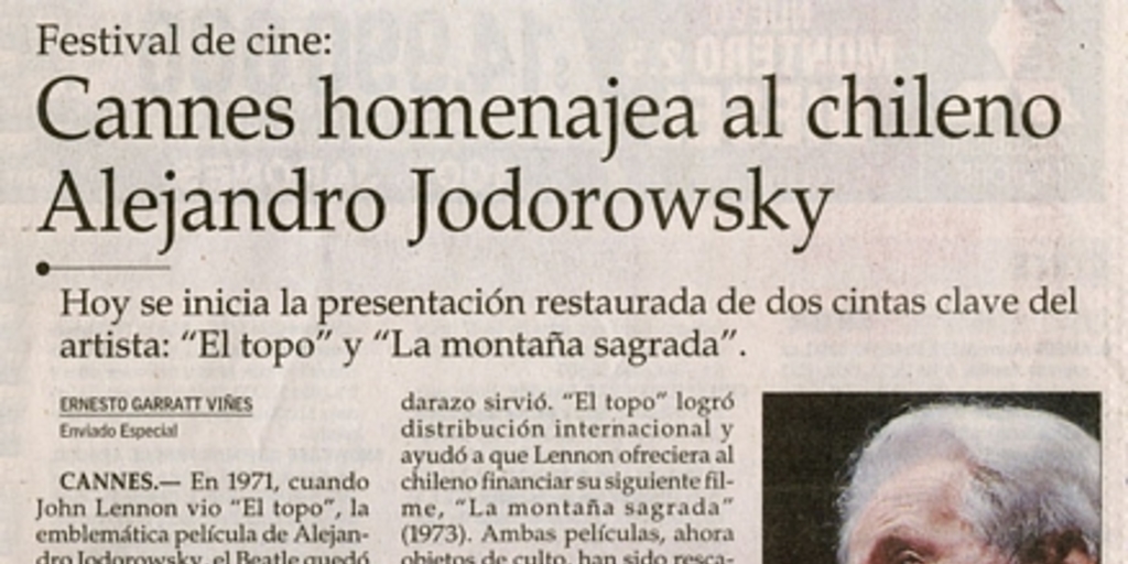 Cannes homenajea al chileno Alejandro Jodorowsky