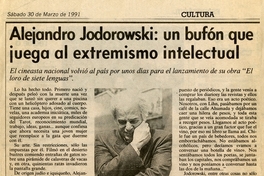 Alejandro Jodorowsky, un bufón que juega al extremismo intelectual