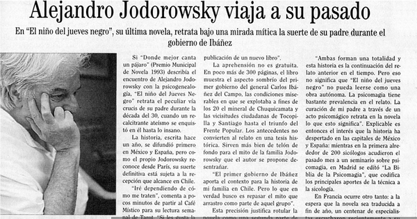 Alejandro Jodorowsky viaja a su pasado