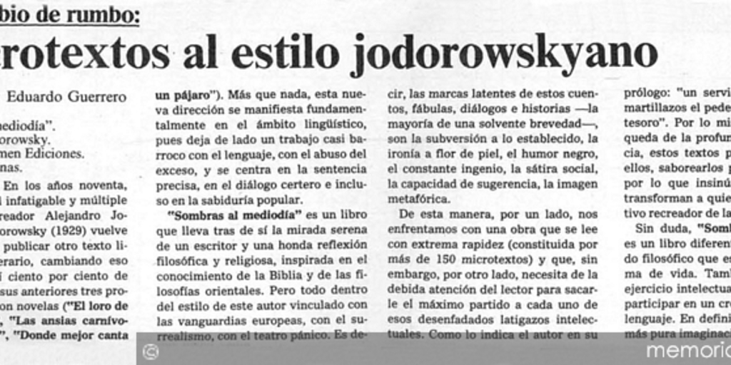 Microtextos al estilo jodorowskyano