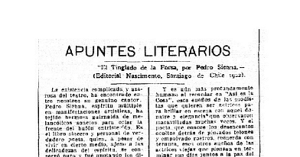 Apuntes literarios: El tinglado de la farsa