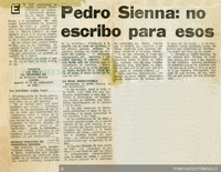 Pedro Sienna: no escribo para esos