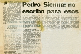 Pedro Sienna: no escribo para esos