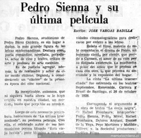 Pedro Sienna y su última película