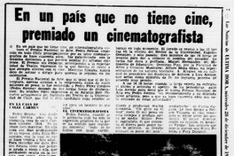 En un país que no tiene cine, premiado un cinematografista