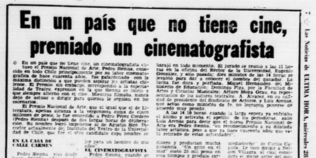 En un país que no tiene cine, premiado un cinematografista