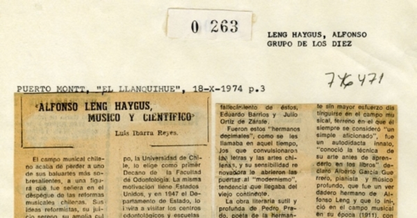 Alfonso Leng Haygus, músico y científico