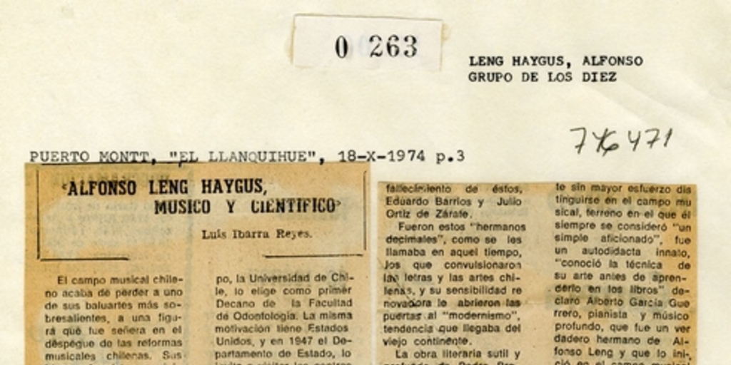 Alfonso Leng Haygus, músico y científico