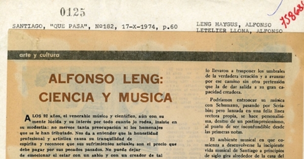 Alfonso Leng: ciencia y música