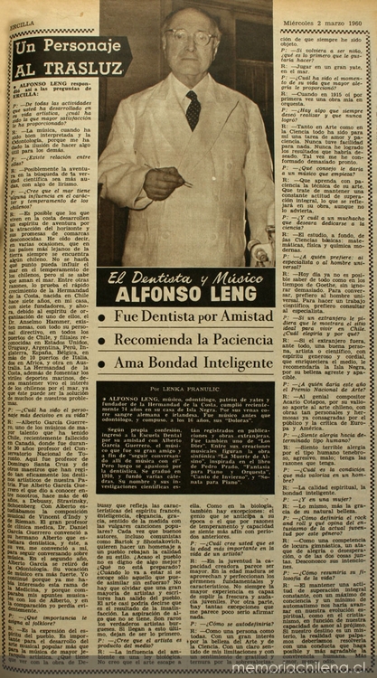 El dentista y músico Alfonso Leng