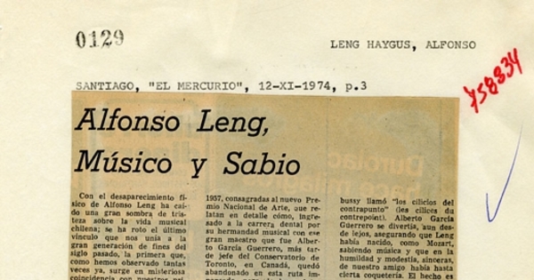 Alfonso Leng: músico y sabio