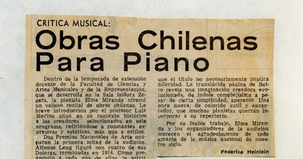 Obras chilenas para piano