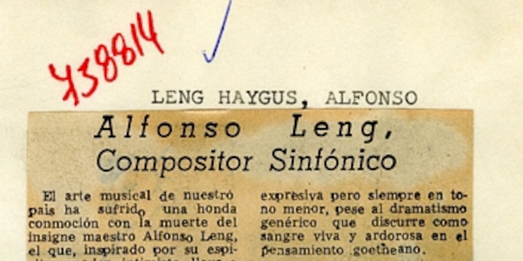 Alfonso Leng: compositor sinfónico