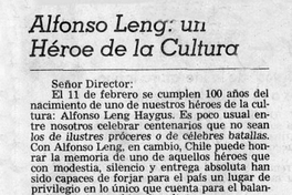 Alfonso Leng: un héroe de la cultura