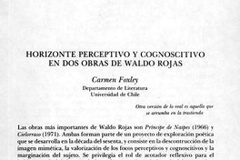 Horizonte perceptivo y cognoscitivo en dos obras de Waldo Rojas