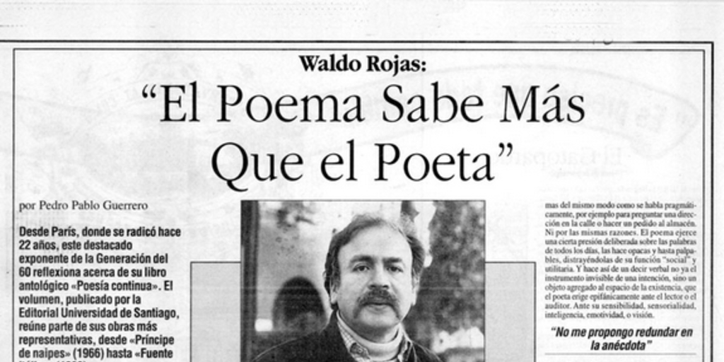 "El poema sabe más que el poeta"
