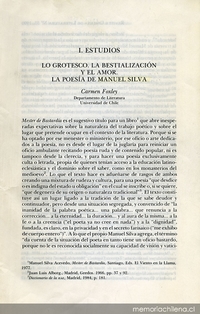 Lo grotesco ; la bestialización y el amor ; la poesía de Manuel Silva