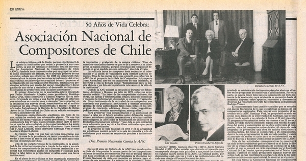 50 años de vida celebra la Asociación Nacional de Compositores de Chile
