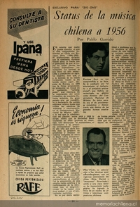 Status de la música chilena a 1956