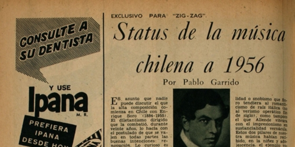 Status de la música chilena a 1956