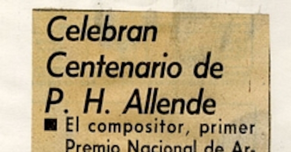 Celebran centenario de P. H. Allende